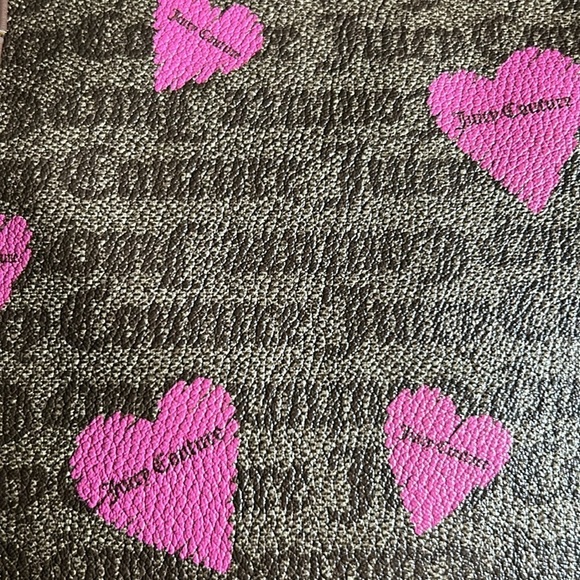 Juicy Couture Basic Love Crossbody  Chestnut Brown With Pink Hearts Purse - Picture 6 of 10